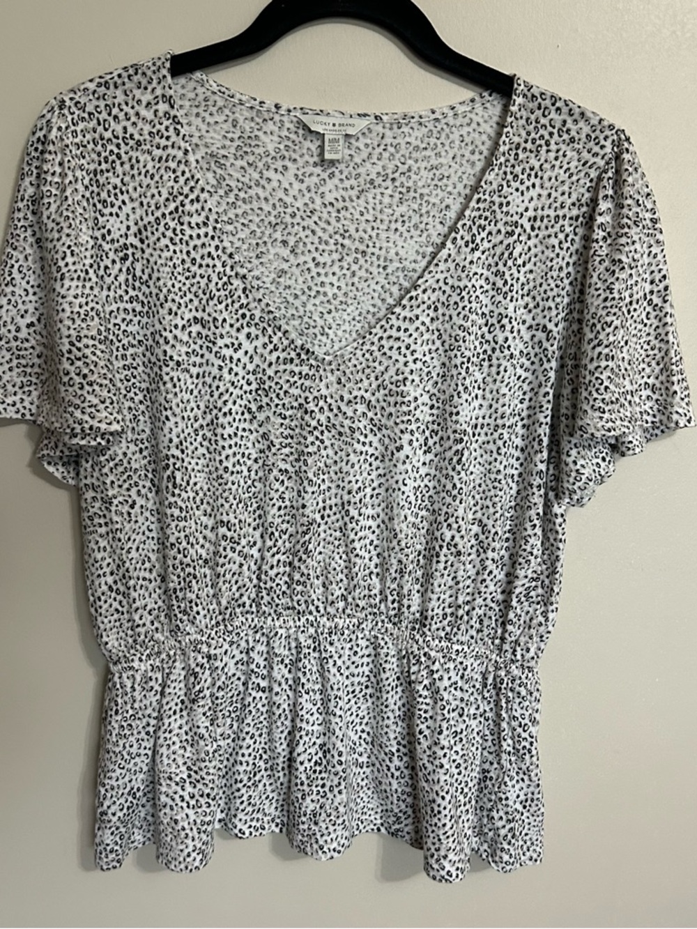 Lucky Brand Black & White Leopard Print Top